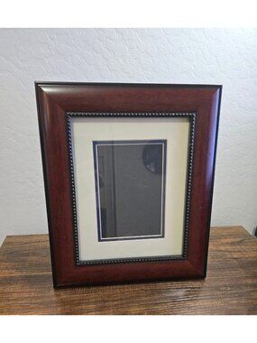Brown/Black Wooden Frame Beaded Detail Double Mat Tabletop Or Wall Display